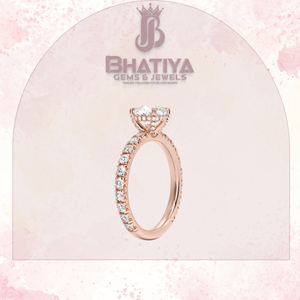 Bague de fiançailles en diamant de luxe avec accent de galerie cachée Bague solitaire pour femme Diamant de laboratoire certifié en or 14 carats original - Product Image 4