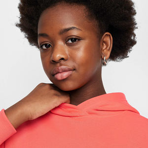 Sudadera con capucha de punto de satén de gran tamaño para mujer, venta al por mayor, estilo Vintage suelto para invierno, Sudadera con capucha de patrón sólido para niñas - Product Image 3