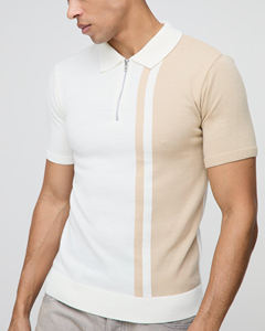 Cremallera de hombre hecha a medida para Polo 100% algodón piqué tela Slim Fit manga corta Color bloque bordado Logo tejido - Product Image 6