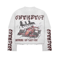 T-shirts décontractés pour hommes à manches longues, col rond, 100% coton, double couche, séchage rapide, respirants, coupe ample et épaisse, style vintage