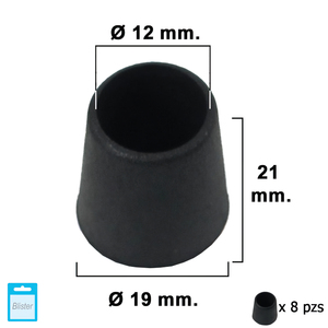 Tappo Conico Nero 14mm. Confezione blister da 8 pezzi. - Product Image 1