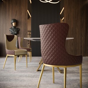 Sillas de Comedor Contemporáneas Elisabeth Design con Tapicería de Cuero Sintético y Patas de Metal - Muebles para el Hogar - Product Image 2