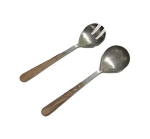 Customized Nautical Style <b>Salad</b> Server Spoon Handcrafted Acacia Wood Stainless Steel Kitchen <b>Tool</b> for Serving Home Kitchen Use - Product Image 3