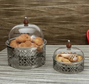 Calentador de Comida y Plato para Calentar Alimentos con Diseño de Palmera, Plateado de Lujo, con Cubierta de Acrílico, Hecho de Acero Inoxidable para Uso Doméstico - Product Image 6