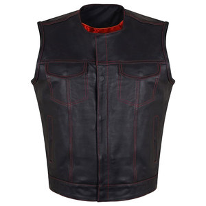 Gilet en cuir pour homme fabriqué en usine avec fermeture éclair et boutons-pression, disponible dans toutes les couleurs et tailles - Product Image 1