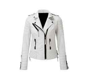 Popular transpirable genuino mujer cuero motocicleta chaqueta satén antiarrugas secado rápido poliéster relleno primavera moda Otoño - Product Image 1