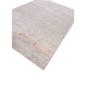 Alfombra de Lana y Seda de Bambú Azalea Beige Marrón, Anudada a Mano, 10 mm de Grosor, Patrón Geométrico Abstracto para el Hogar, Pasillo, Rectangular, AIWB-13025 - Product Image 2