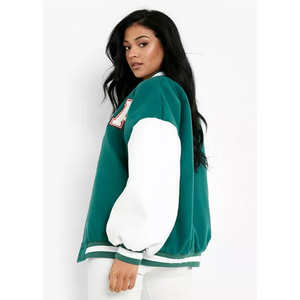 Custom Made Women's Varsity Letterman <b>Jacket</b> Wool Body Bright White Leather Sleeves Letterman/Baseball <b>Jacket</b> High Cotton Winter - Product Image 4