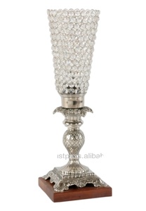 Tableware Design Home Decoration Handmade Candle Stick <b>Holder</b> Aluminum <b>Stand</b> <b>Glass</b> Chimney Engraving Metal Candle <b>Holder</b> - Product Image 4