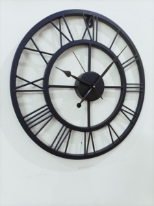 Black Analog Wall <b>Clock</b> Roman Numerals Iron Powder Coated Double Face for Home Decor Kitchen Office Hotels Restaurants Malls - Product Image 5