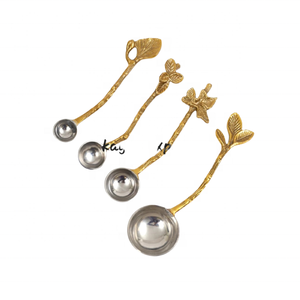 Nouveauté, ensemble de 4 cuillères à mesurer en acier inoxydable plaqué or, couverts de cuisine jetables, outil de mesure de fantaisie - Product Image 2