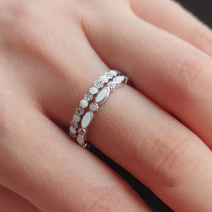 Minimaliste S925 mariage <span class=keywords><strong>opale</strong></span> hexagone pile anneau 925 en argent Sterling <span class=keywords><strong>naissance</strong></span> <span class=keywords><strong>pierre</strong></span> anneaux empilables - Product Image 3