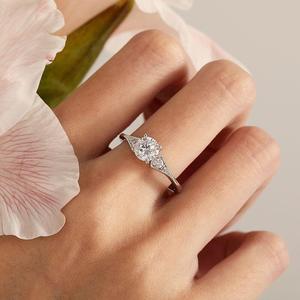 Jeulia Vintage Rose Gold Plated Sterling Silver Beaded Three Stone Promise <b>Ring</b> - Product Image 5