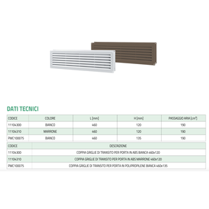 Rejillas y Paneles de Ventilación para Puertas ABS Blancas y Marrones Tecnosystemi - Product Image 2