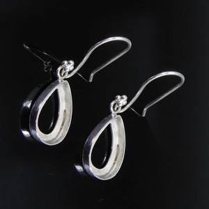 ต่างหูแบบตะขอแขวนกึ่งเมานต์ทำจากเงินแท้925ฝาแก้วทรงลูกแพร์ต่างหูแบบห้อยเปล่า - Product Image 4