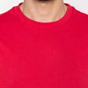 T-shirt ample pour homme en coton 100% couleur rouge uni, manches courtes, style hip-hop, impression personnalisée, séchage rapide, respirant, vente en gros - Product Image 6