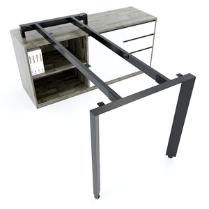 Executive 160x140cm Trian System <b>Desk</b> with Luxury Contemporary Design <b>Solid</b> <b>Wood</b> L-Shaped Tabletop Triangular Iron Legs HBTA021 - Product Image 3