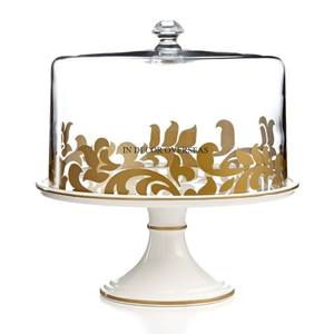 ขาตั้งเค้กโลหะเคลือบผงสีขาวและขอบชุบทองแบบมาตรฐาน - Product Image 6