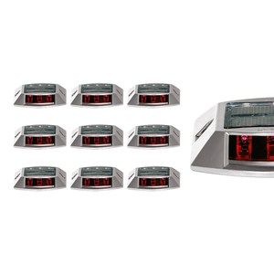 Set 10 <b>Red</b> Solar Road Studs 3+3 LEDs Steel ABS <b>Material</b> Reflective White Traffic Cone for Road Warning Traffic Cone Road - Product Image 1
