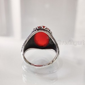 Bague en argent sterling 925 pour homme, pierre précieuse onyx rouge naturel, pierre de naissance de décembre, toutes tailles, bijoux arabes orientaux, vente en gros - Product Image 6