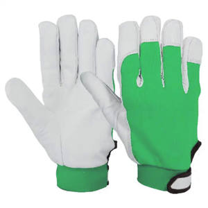 Guantes DE SEGURIDAD antivibración de 11 oz con certificado CE de cuero de grano de cabra suave de alta calidad, guantes de trabajo industriales con puños elásticos rojos - Product Image 3