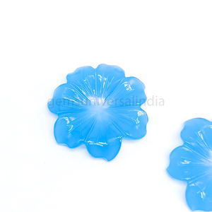 Perles de pierres précieuses sculptées en forme de fleur de calcédoine bleue naturelle breloques en pierre de calcédoine de 30mm perles de sculpture pour la fabrication de bijoux - Product Image 3