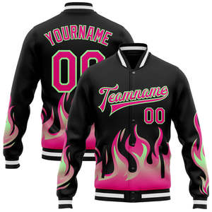 Custom Embroidered Varsity <b>Jacket</b> Plus Size <b>Men</b> Baseball <b>Jacket</b> Oversized <b>Letter</b> Patchwork Flame Design - Product Image 1