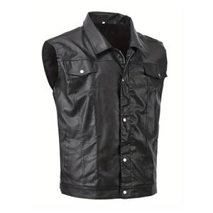 Premium Real Leather <b>Vest</b> <b>Men</b> Soft Touch Durable Material Motorcycle Biker Look Fashion <b>Vest</b> For Daily Wear And Bulk Supply - Product Image 1