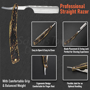 Rasoir droit de coiffeur traditionnel avec lames remplaçables Rasoir pliant en acier inoxydable pour un rasage en douceur - Product Image 5