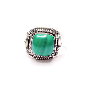 Natural Malachite <b>Ring</b> 925 Sterling Silver Handmade Green Gemstone <b>Statement</b> <b>Ring</b> for Women JAIPUR SILVER - Product Image 1