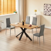 Offre spéciale Panneau en MDF incurvé au design moderne Ensemble de table à manger avec 4 chaises pour la maison Meubles de cuisine