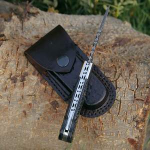 Cuchillo Plegable Damasco de Venta Caliente al por Mayor con Mango de Madera, Grado Industrial OEM, para Campismo al Aire Libre, Personalizable con Funda - Product Image 5