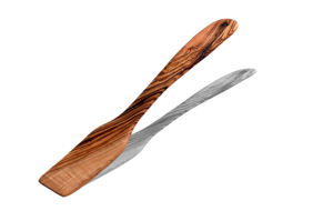 Spatule à gâteau en bois d'olivier écologique et durable, ustensile de cuisine InterCraft modèle OSC26 26cm/10" couleur bois, logo personnalisé - Product Image 3