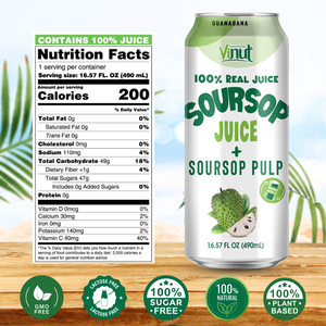 Việt nam soursop nước trái cây bột giấy uống 490ml có thể đường miễn phí-oem ODM nhãn hiệu riêng Đồ uống sản xuất mẫu miễn phí Halal ISO - Product Image 3