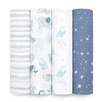 Couverture d'emmaillotage élégante en mousseline pour nouveau-né 2026, 120x120cm, motif animalier de dessin animé, ensemble de couvertures légères pour enfants, idéal pour offrir