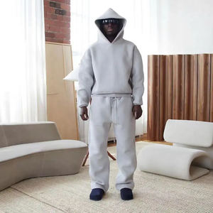 Boxy Custom Unisex Sweat <b>Suits</b> <b>Jacket</b> Set 350gsm Oversized Hooded Casual Solid Color Tracksuit Manufacturer - Product Image 4