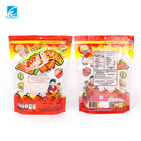 Sachet d'emballage alimentaire personnalisé imprimé pour bonbons, pochette verticale refermable avec fermeture éclair, fenêtre transparente et trou de suspension, vente en gros