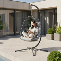 Patio Jardin Siège Unique Oeuf Chaise Extérieure Rotin Balançoire Chaise Suspendue Avec Support Oeuf Chaise