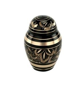 Golden <b>Black</b> Engraved Dome <b>Top</b> Keepsake Urn <b>for</b> Human Ashes <b>Funeral</b> Supplies Brass Cremation Urns - Product Image 1