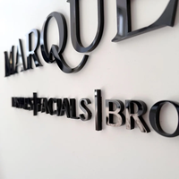 Lettres en acrylique noir mat, logo d'entreprise personnalisé, lettres en miroir 3D, enseigne durable, résistante à la pluie, intérieur/extérieur, devanture de magasin