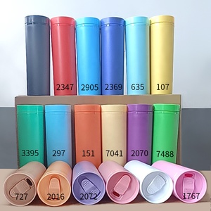 Vasos Plastico双壁亚克力不倒翁可重复使用16盎司<span class=keywords><strong>Pestel</strong></span>哑光瘦升华塑料不倒翁带吸管 - Product Image 2