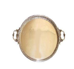 Plateau en laiton le plus tendance en platine poli de luxe avec poignées royales plateau de service de qualité en métal pour la vaisselle de mariage - Product Image 3