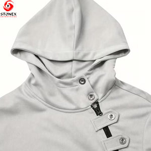 เสื้อฮู้ดโอเวอร์ไซส์ผู้ชาย แขนยาว ผ้าฟลีซคอตตอน 100% ระบายอากาศ แห้งเร็ว มีกระเป๋าหลายช่อง 2 ชิ้น  พร้อมปักโลโก้ตามสั่ง สำหรับฤดูหนาว - Product Image 4
