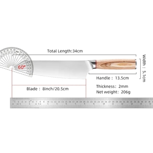 มีดทำครัวด้ามไม้ pakka มีดทำครัวคาร์บอนสูง - Product Image 2
