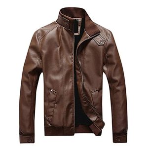 Veste en cuir de vache pour homme, devant en cuir écologique, légère, moto, PU, coupe-vent, chaude, grande taille, décontractée, streetwear, hiver, fitness - Product Image 4