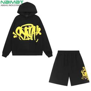 Conjunto Deportivo Corto de Felpa para Hombre, Estilo Americano, Invierno, Ecológico, 100% Algodón, Talla Grande, Transpirable, de Secado Rápido, Estampado - Product Image 2