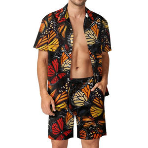 Conjuntos de Dos Piezas Casuales y Transpirables de Tela de Poliéster/Algodón, Diseño Personalizado, Mangas Cortas, Cierre de Botones, Sublimación - Product Image 2