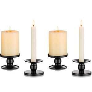 Retro Iron Taper <b>Candle</b> <b>Holder</b>, Set of 2, Simple <b>Black</b> Candlestick <b>Holders</b> Candlelight Stand for Halloween - Product Image 4