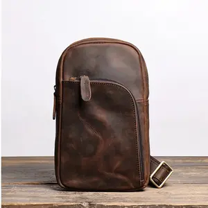 Leather Vintage Shoulder <b>Bag</b> <b>for</b> <b>Men</b> Personalized Sling Small Crossbody Chest Traveling Valentine's Day Gift LCB-0031 - Product Image 1