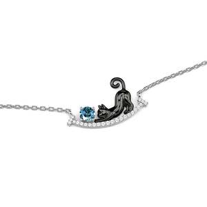 Collar Jeulia con Colgante de Corazón de Gato Negro con Piedra de Nacimiento Personalizada, Chapado en Oro, Acero Inoxidable - Product Image 2